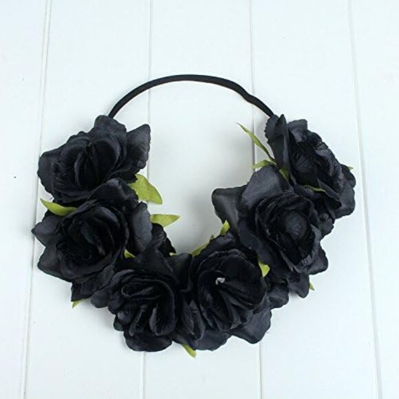 Rose Holiday Crown Festival Headbands Hippie Flower Headpiece - Picture 2 of 3